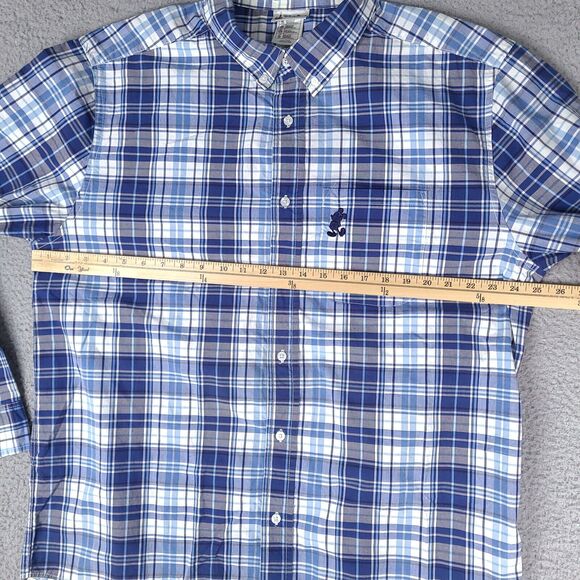 Disney Parks Shirt Mens XL Blue Plaid Embroidered Mickey Mouse Button Up - Picture 7 of 14